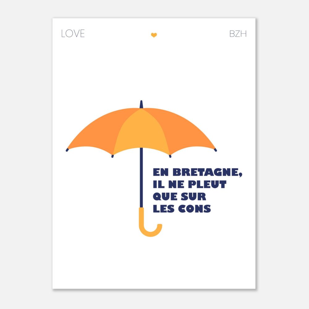 Affiche "En Bretagne, il ne pleut que sur les cons"