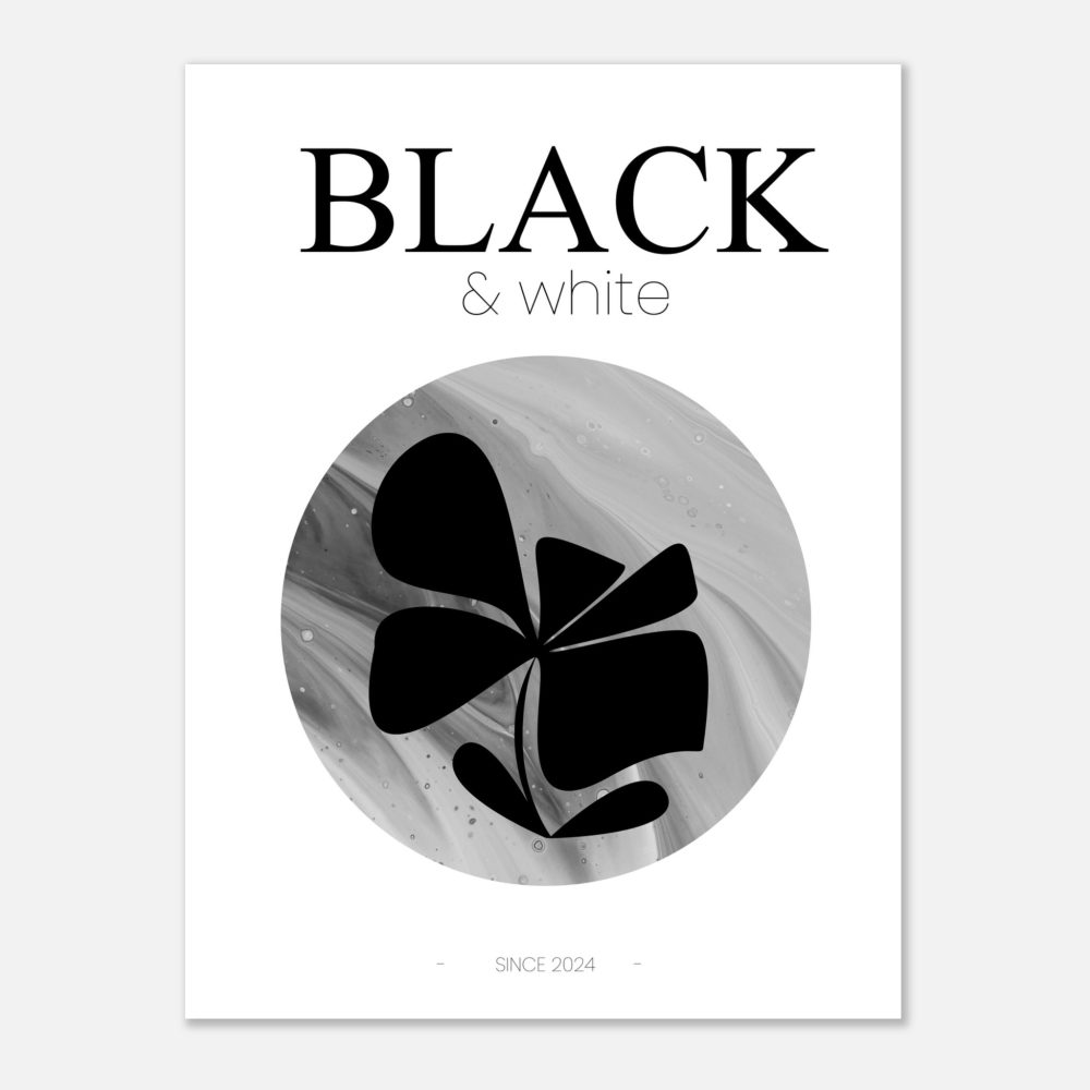 Fleur Minimaliste Noir & Blanc