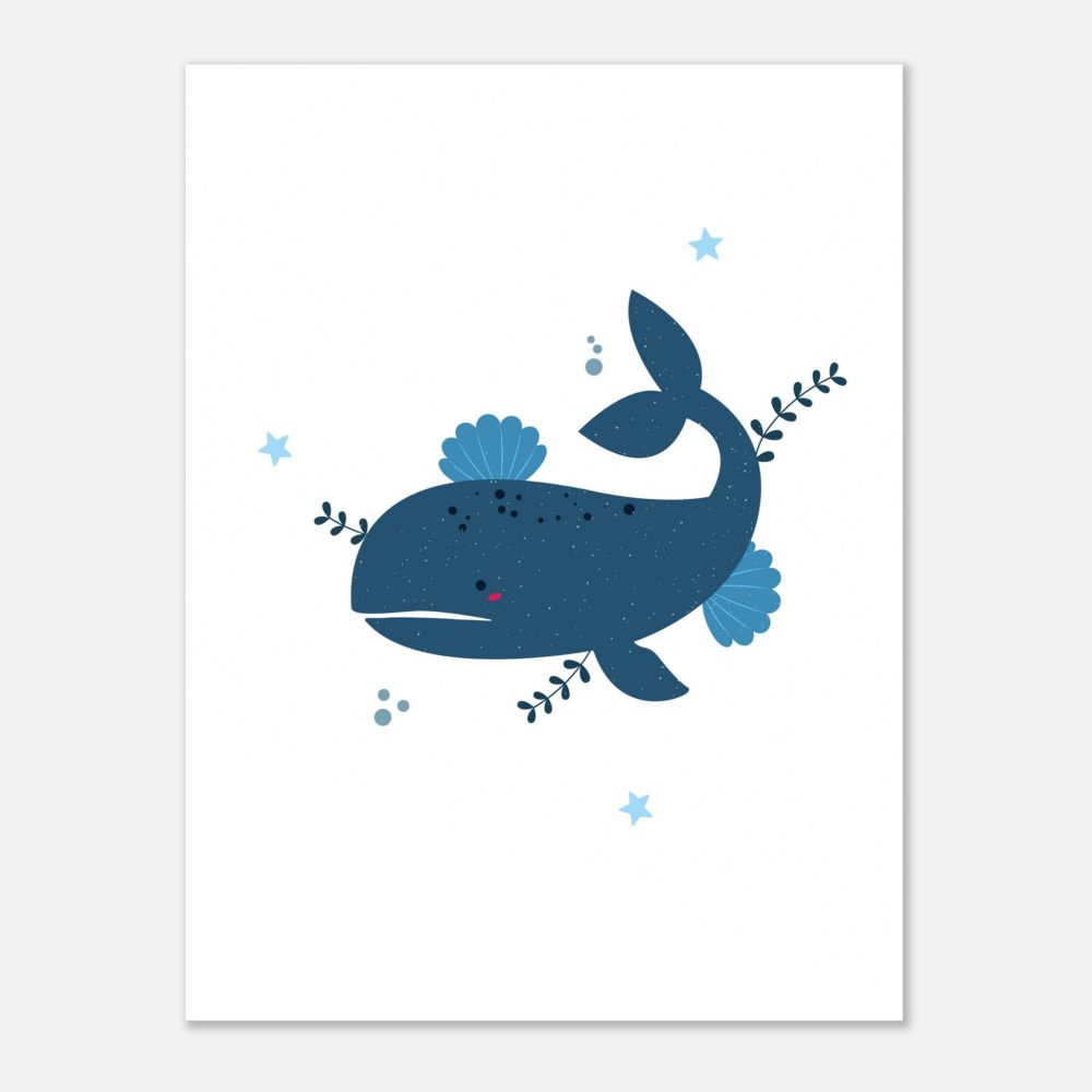 Affiche Baleine Bleue pour Chambre d'Enfant