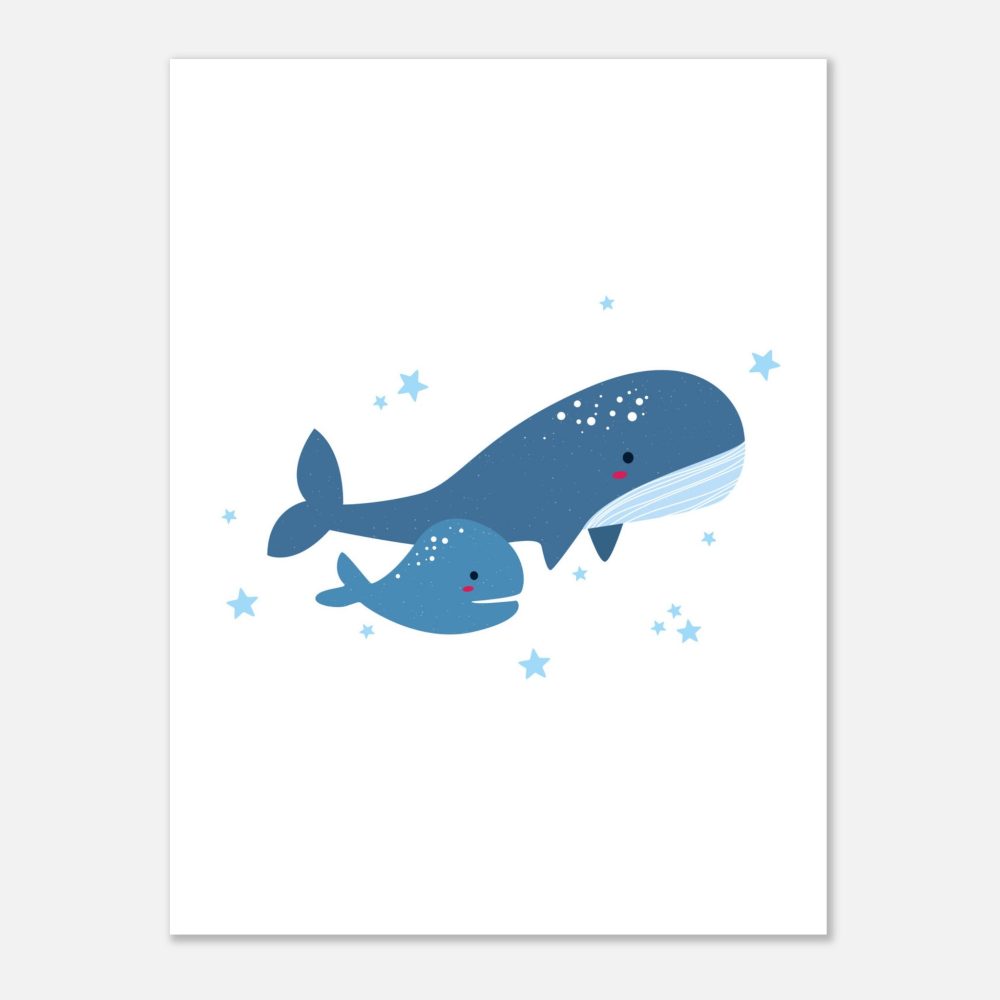Affiche "Maman Baleine Bleue avec son Baleineau"