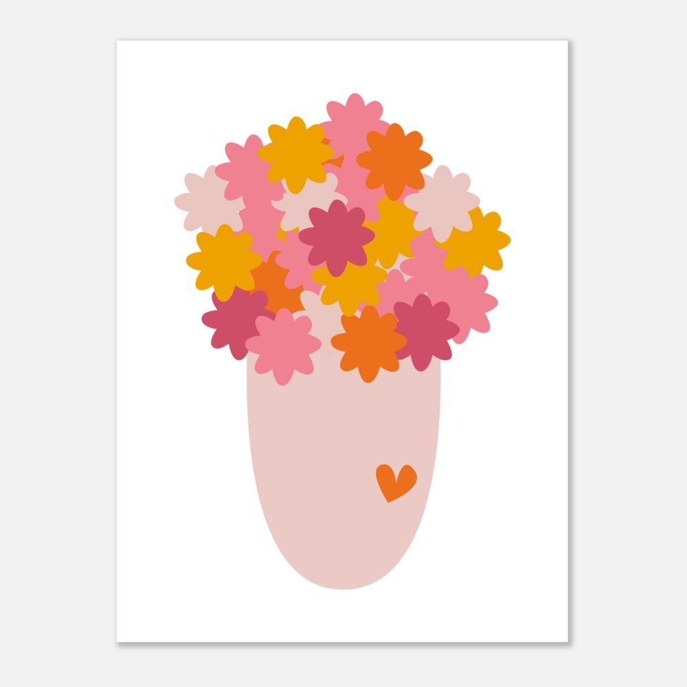 Affiche Bouquet de Fleurs Colorées 70s