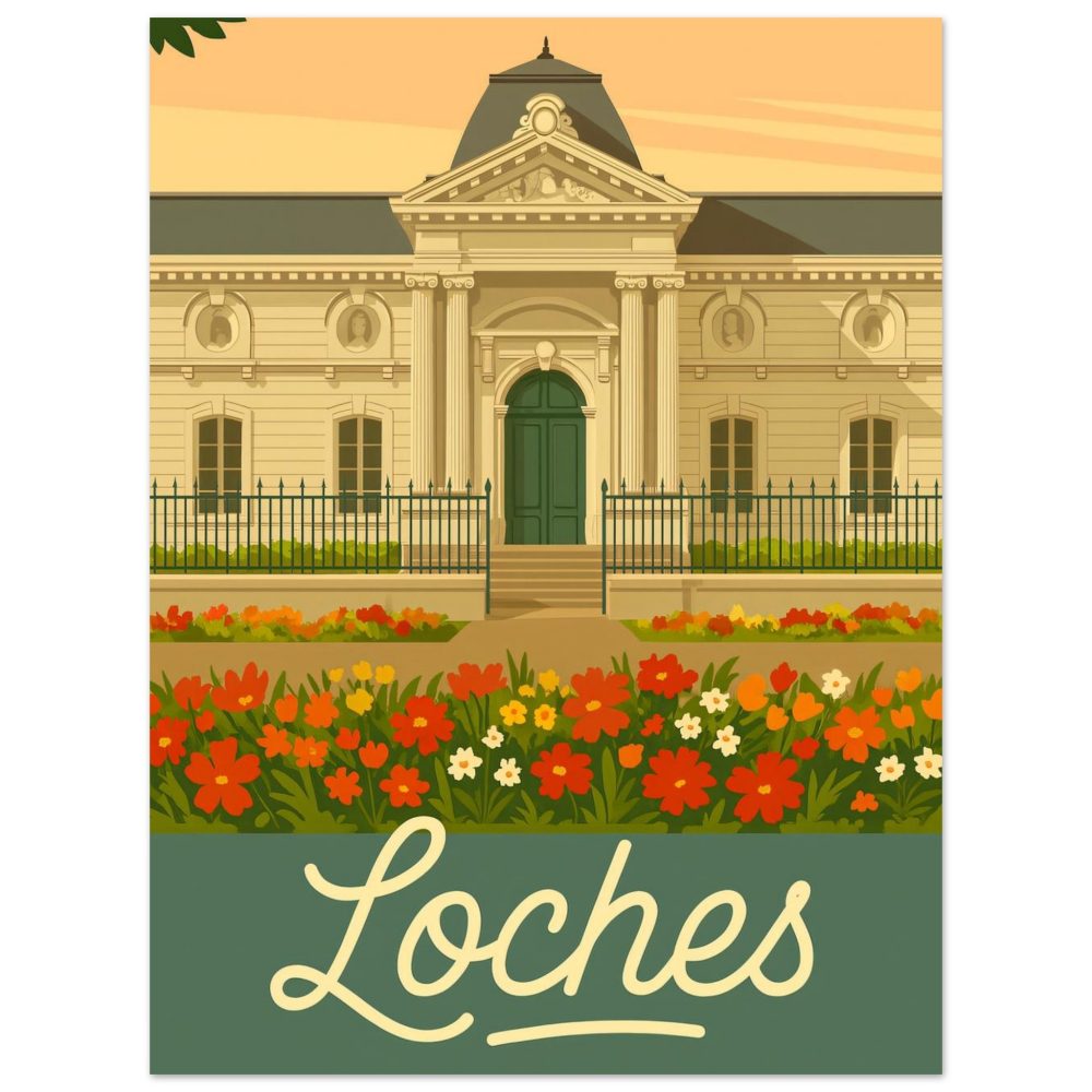 Affiche Vintage Loches – Tribunal & Jardin Fleuri